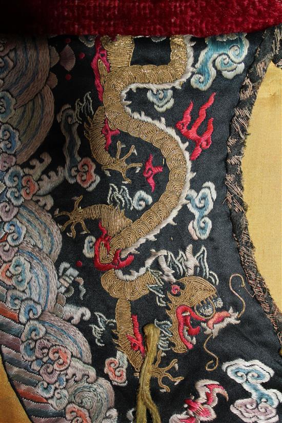 A Chinese Imperial yellow silk dragon robe, Jifu, 19th century, length 140cm